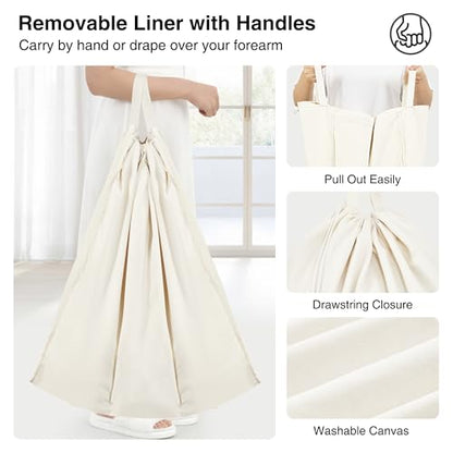 STO STO Laundry Hamper 3 Section with Lid, 180L Large 3 Compartment Laundry Sorter, Laundry Basket with Removable Washable Liner Bag, Breathable Clothes Hamper for Bedroom Bathroom Laundry Room Closet - size: 3-Section