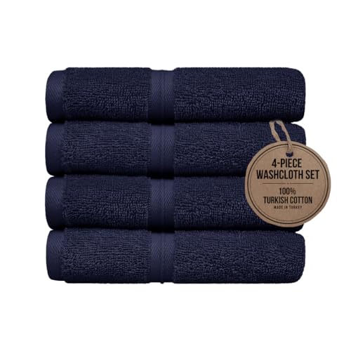 Extra Soft & Terry Cloth Washcloth Set of 4 (12" x 12") Hotel Quality, Versatile as Face Towels for Bathroom, Soft Washcloths, Hand Towels, Hotel Towels -%100 Cotton - Royal Blue - color: Royal Blue