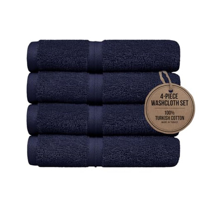 Extra Soft & Terry Cloth Washcloth Set of 4 (12" x 12") Hotel Quality, Versatile as Face Towels for Bathroom, Soft Washcloths, Hand Towels, Hotel Towels -%100 Cotton - Royal Blue - color: Royal Blue