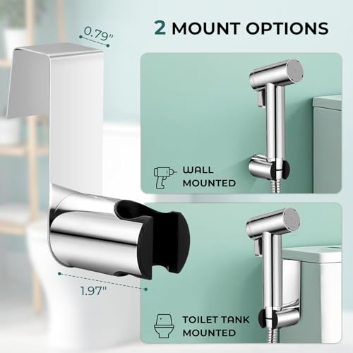 Handheld Bidet Sprayer for Toilet, Adjustable Water Pressure Control Rotary Switch with Bidet Hose, Exclusive Single Nozzle High Pressure Mode for Cleaning Stubborn Stains, Chrome-1 - color: Chrome-1