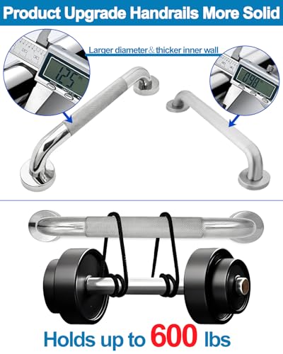 1 Pack 15.2 InchStainless Steel GrabBar for Bathroom-Shower Rail with Anti-Slip Grip, WallMounted Tub Handle Shower Grab Bars CCC