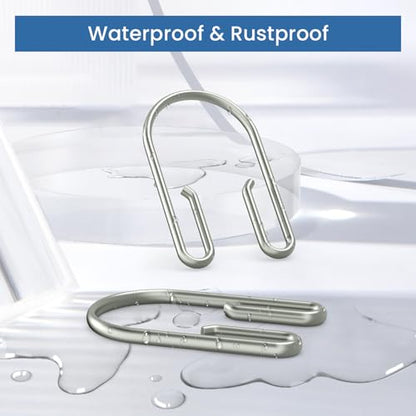 Shower Curtain Hooks Rings ，Double Sided Shower Curtain Hooks Rust Proof，12 pcs Shower Hooks for Inside Shower，Smooth Sliding Anti-Drop Double Shower Rings for Curtain (Nickel) - color: Nickel