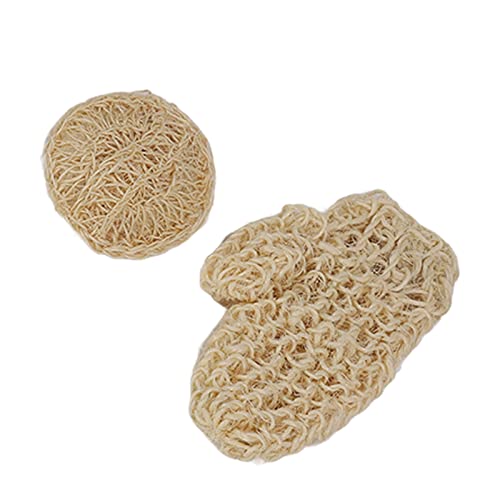 3Pcs Exfoliating Loofah Back Scrubber, Long Body Washcloth Towel Sisal Glove Deep Clean Shower Loofah Set for Home Travel Bathroom
