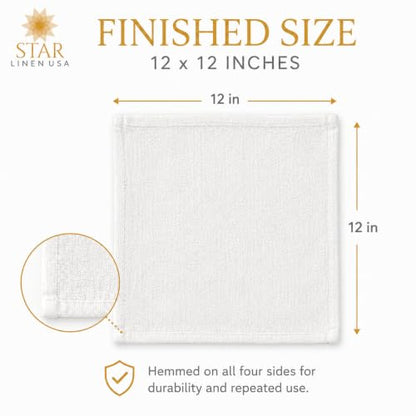 100% Cotton Washcloths 12 Pack, White, 12 x 12 in, Multipurpose | Lightweight 1.3 oz Each, Hemmed Edges, Machine Washable, for Bath, Hospitality, Cleaning, Painting, Staining and Crafts - size: 1 LB Per Dozen