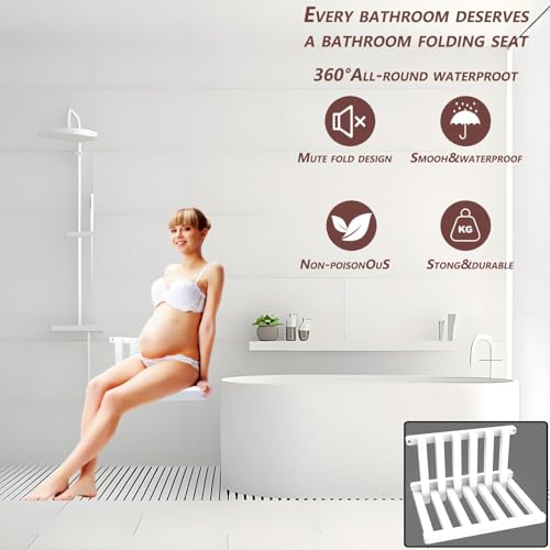 Folding Stool is Made of Beech Wood and can Withstand 400 pounds. The Surface is Coated with Walnut Paint and Polished. Used for Changing Shoes, Showering, Folding Bedside Table (Waterproof PU) - size: Waterproof PU