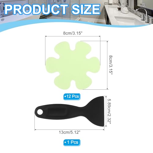 PATIKIL Bathtub Non Slip Stickers 3.2 x 3.2 Inch, 12 Pack Flower Safety Shower Floor Anti Slip Stickers with Adhesive Decals Scraper for Bath Tub Shower Floor Stair, Green