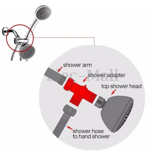 3 Way Shower Diverter Valve, 1/2 In IPS Metal Shower Head Splitter | Shower Holder, Dual External Male Threaded Ports, Switchable Water Outlets, for Standard Household Shower System