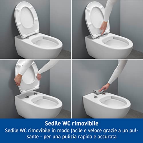 Duravit 0025790000 Universal Toilet seat with Soft Close, with Quick Release, in Oval Shape, Made in EU, urea thermoset, Stainless Steel Hinges, White