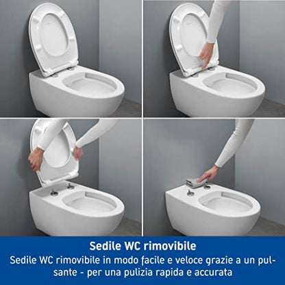 Duravit 0025790000 Universal Toilet seat with Soft Close, with Quick Release, in Oval Shape, Made in EU, urea thermoset, Stainless Steel Hinges, White
