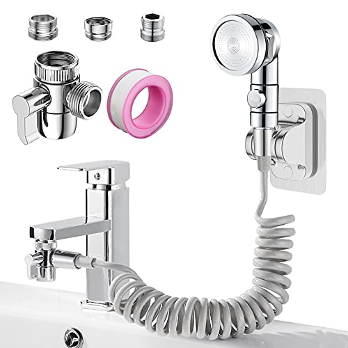 Sink Faucet Sprayer Attachment Set G1/2 Shower Head with 9.8ft Hose - color: Gray