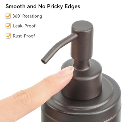 Countertop Hand Soap Dispenser, Refillable Stainless Steel Soap Pump Bottle for Bathroom & Kitchen, Free Standing - 300ml, Bronze - color: Bronze