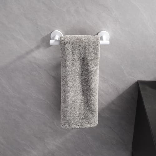 GERZWY 9-Inch Bath Towel Bar SUS 304 Stainless Steel Bathroom Towel Bar Modern Round Style Wall Mount, White - color: White, size: 9 Inch (Pack of 1)