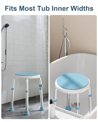 HOMLAND Swivel Shower Chair for Inside Shower, Adjustable Round Shower Stool with Back Scrubber, Shower Seat for Inside Tub Bathroom Bench Bath Chair for Elderly and Disabled