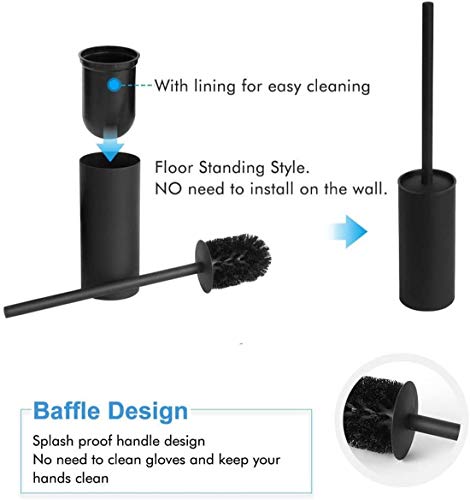 BGL Stainless Steel 304 Black Toilet Bowl Brush and Holder Set Cleaning Tool Holder with Toilet Brush - color: Black
