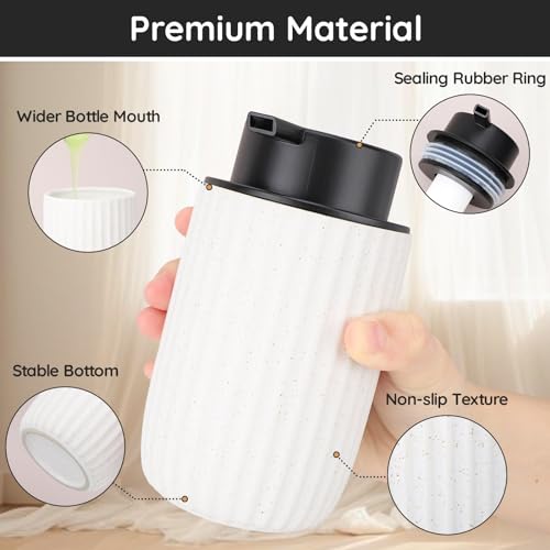Segbeauty Foaming Soap Dispenser Ceramic, 10.8oz White Foam Hand Soap Dispenser for Bathroom, 320ml Refillable Lotion Dispenser Bottle with Foaming Pump, Empty Liquid Containers for Kitchen - color: White Black, style: Foaming