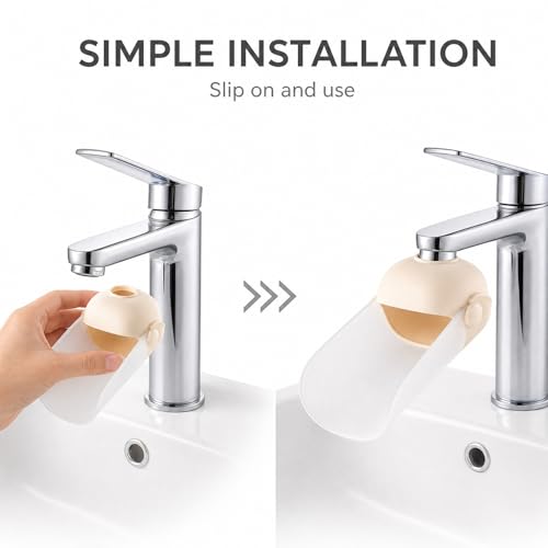 Faucet Extender for Toddlers, Sink Extender for Bathroom & Kitchen,Tap Extension for Easy Hand Washing(Apricot) - color: Apricot