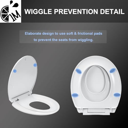 1M Family Toilet Seat, Patented Slow Close & Quick Releasing Technology, Anti-Wiggling, Easy to Install and Clean, Standard Round with Toddler Seat Built In (2 Pieces) - style: Round with Toddler Seat Built In