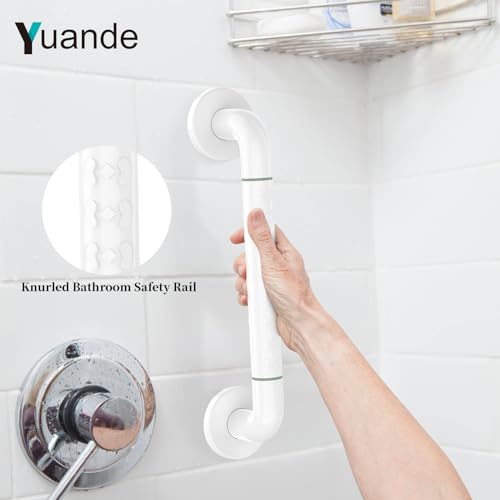 Grab Bars for Shower 14", YuanDe White Bath Grab Bar with Anti-Slip Grip and Safety Luminous Circles, Stainless Steel Bathroom Safety Handrail Support, Safety Bar Handle for Disabled Elderly Pregnant - size: 14inch-1 Pack