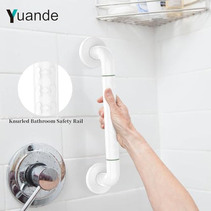 Grab Bars for Shower 14", YuanDe White Bath Grab Bar with Anti-Slip Grip and Safety Luminous Circles, Stainless Steel Bathroom Safety Handrail Support, Safety Bar Handle for Disabled Elderly Pregnant - size: 14inch-1 Pack
