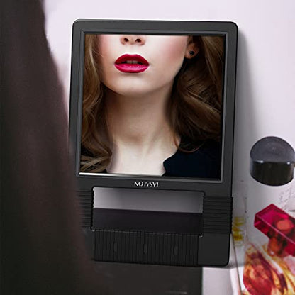 TASALON Unbreakable Handheld Mirror with Silicone Handle, Black | Shatterproof handheld mirror, suitable for barber styling, makeup, shower and salon daily use - color: Black