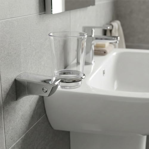 ECKOREA® Polished Chrome Tumbler Holder ECK-180C, Tumbler Included, Durable Zinc Alloy, Wall-Mounted, Screw-in - size: ECK-180C