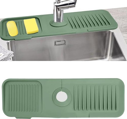 Sink Splash Guard Silicone Sink Faucet Mat Sink Accessories | for Kitchen, Bathroom, Sink Sponge Holder (Green) - color: Green