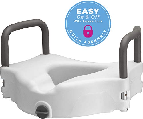 NOVA Medical Products Elevated Raised Toilet Seat with Removable, Padded Handles, White, 1 Count - style: With Arms