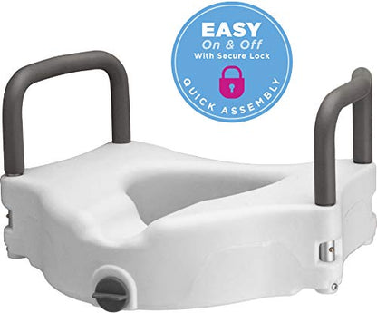 NOVA Medical Products Elevated Raised Toilet Seat with Removable, Padded Handles, White, 1 Count - style: With Arms