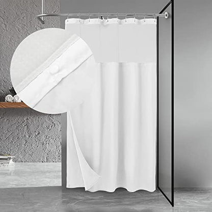 N&Y HOME 54 x 72 Waffle Weave Shower Curtain with Snap-in Liner Set White | 12 Metal Hooks Included, Snap on/off Fabric Liner, Hotel Style & Mesh Top Window, Machine Washable, 54x72 Shower Stall Size - color: White, size: 54"W x 72"L (Pack of 1)