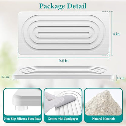Water Absorbing Stone Tray, Quick Drying Diatomite Bathroom Tray Countertop, Stone Drying Mat for Kitchen Counter, Soap Dish Dispenser Vanity Organizer, White-A-9.8" x 4" - color: 9.8" X 4"-White-A