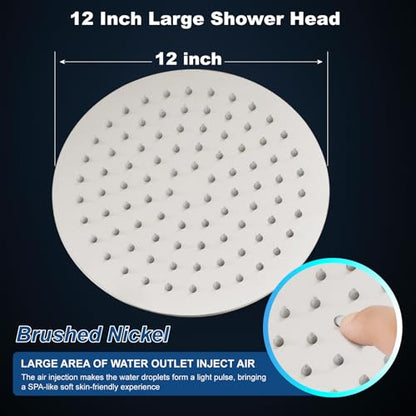 Midanya Round Rain Shower Head,High Pressure,Brushed Nickel 12 Inch | 360°Swivel,Ceiling or Wall Mount,Waterfall Full Body Coverage,Bathroom Remodel,Stainless Steel Large Rainfall Shower Head - color: Nickel, size: 12 Inch