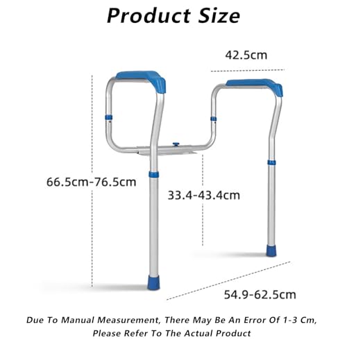 Toilet Handles Safety Frames,Mobile Toilet Stand-Up Aid Frame Height Width Adjustable,Toilet Safety Rails for Bedroom Bathroom Subway Shopping Mall