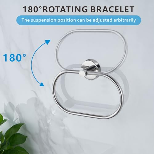 Towel Ring for Bathroom, Chrome Towel Bar Hangers Wall Mount, Stainless Steel Hand Towel Holder, Modern Round Towel Hanger by Eolax - color: Chrome