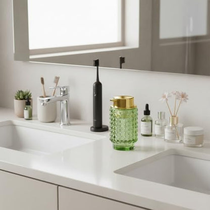 Glass Foaming Soap Dispenser, Green Foam Hand Soap Dispenser, Bathroom 12 Oz Large Bottle with Gold Pump, Refillable Lotion Pump Container for Bathroom, Kitchen,Hand Soap, Dish Soap, Shampoo - color: Green