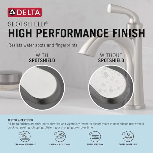 Delta Faucet Esato Centerset Bathroom Faucet Brushed Nickel, Bathroom Sink Faucet, Drain Assembly Included, SpotShield Brushed Nickel 25897LF-SP - color: Spotshield Brushed Nickel