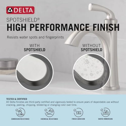 Delta Faucet Esato Centerset Bathroom Faucet Brushed Nickel, Bathroom Sink Faucet, Drain Assembly Included, SpotShield Brushed Nickel 25897LF-SP - color: Spotshield Brushed Nickel
