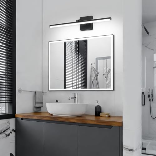 LED Bathroom Vanity Light, Modern Bathroom Light Fixture Over Mirror (Cool White 6000K), Vanity Light Bar with Angle Adjustable, 24 Inch, Black - color: Black-Cool White, size: 24 inch