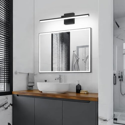 LED Bathroom Vanity Light, Modern Bathroom Light Fixture Over Mirror (Cool White 6000K), Vanity Light Bar with Angle Adjustable, 24 Inch, Black - color: Black-Cool White, size: 24 inch