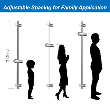 31.5 Inch Shower Slide Bar Wall Mount – Brushed Nickel Shower Sliding Bar with Adjustable Shower Head Holder – Detachable Shower Head Slide Bar for Bathroom