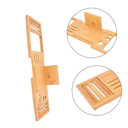 PRETYZOOM Bamboo Bathtub Trays Expandable Bath Tray Table Spa Tub Organizers Easy Clean