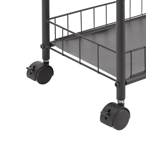 Slim Rolling Storage Cart, 6 Tier Utility Carts with Wheels and Baskets, Mobile Shelving Unit, Metal Wire Storage Shelving Rack with for Kitchen Bathroom Office Laundry Narrow Space - Black 10in