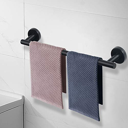 NearMoon Bath Towel Bar, Thicken Stainless Steel Shower Towel Rack Holder Wall Mounted for Bathroom, 24-lnch Overall Length-21-lnch Usable Hanging Space (1 Pack, Matte Black) - color: Matte Black, size: 24 Inch