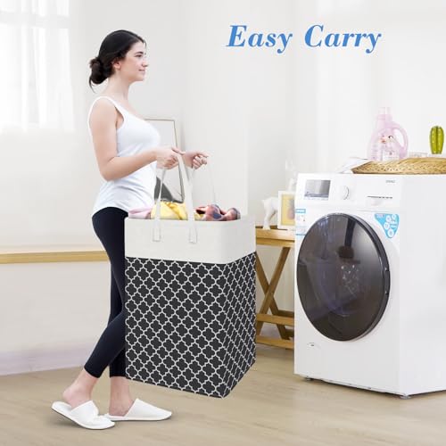 BlissTotes 3-Pack Laundry Basket, Collapsible Laundry Hamper, Black, 100L | Laundry Clothes Hamper, Hampers for Bedroom, Freestanding Hamper with Handles, Clothes Laundry Basket - color: Black, size: 100L