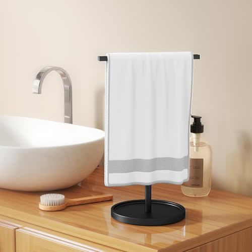 STWWO Hand Towel Stand for Bathroom Countertop, 11~16.5IN Adjustable,Black | for Bath Counter top Kitchen, T-Shape Hand Towel Holder Standing - color: Black