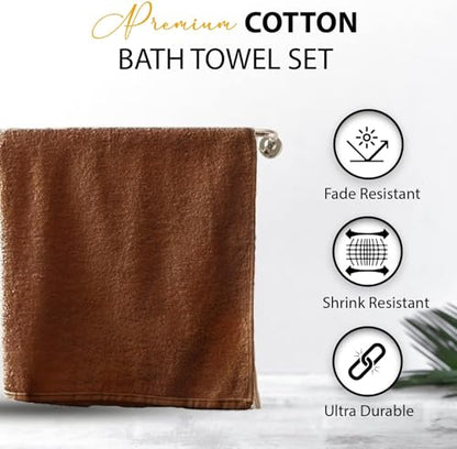 KAHAF COLLECTION 100% Cotton Bath Towels, 24x48 Pack of 6 Towels, Quick Dry, Highly Absorbent, Soft Feel Towel, Gym, Spa, Bathroom, Shower, Pool, Luxury Soft Towels (Brown, 24x48-6 Pack) - color: Brown, size: 24x48 - 6 PACK