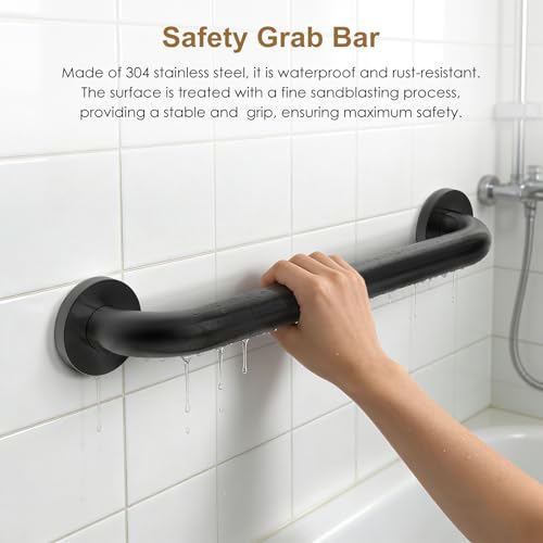 Grab Bar Bundle Black for Commercial Residential Restrooms - ADA Compliance - 304 Stainless Steel -1.5" Diameter - 18", 36", 42" - Pack of 3 - color: Black