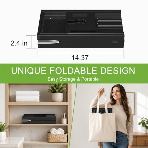 Artmeer Bamboo Bathtub Tray Caddy, Expandable Bath Table for Tub, Bathroom Organizer with Cup Holder, Book Stand and Extending Sides, Black