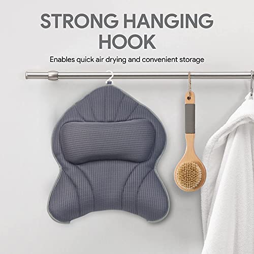 Extra Thick Large Bath Pillow with Neck,Back,Head Support for Bathtub | Soft 3D Mesh Fabric＆Quick Dry, Fits All Tubs, Bath Soaking Accessories, Spa Gifts, Gray(19''x15'') - size: Gray(19''x15'')