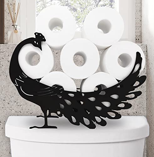 Metal Peacock Toilet Paper Holders,FreeStanding Storage Tissue Paper Holder | Funny Animals Paper Holders for Indoor Bathrooms Kitchen,Toilet Rolls Tissue Storage Fit 8 Rolls,Practical and Convenient - color: Peacock 14.3"lx 4.7"wx10"h