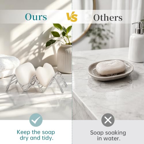 Stainless Steel Soap Dish Self Draining Bar Soap Holder, Silver | Reversible Design Fits 2-3 Bars, Rustproof, Easy to Clean, Space Saving, Non Slip, for Bathroom, Shower, Kitchen - color: Silver, size: 5.8" x 2.5"(no tray)